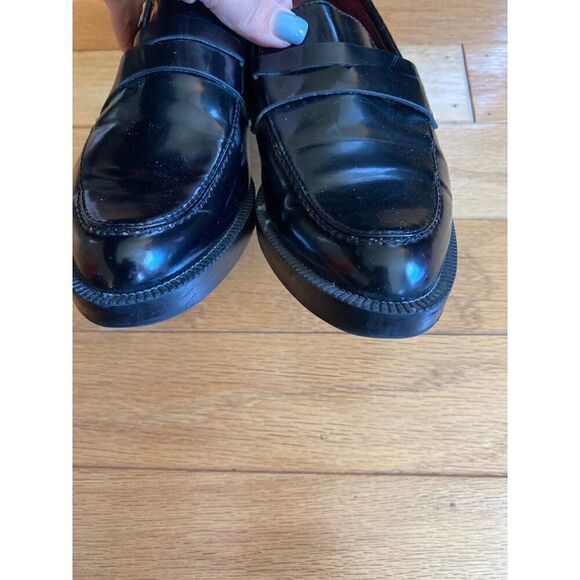 Zara women’s black pleather studded slip on low block heel loafers size 37 - Picture 2 of 8